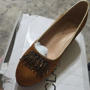 Claique Camel Faux Suede Shoes Size US 8.5 W